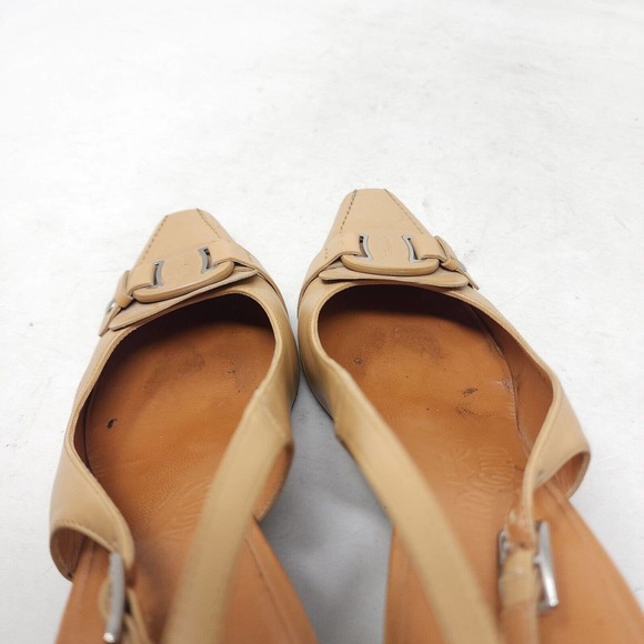 Salvatore Ferragamo Womens Heels Tan Leather Slingback Mule Horsebit Pumps 7.5 - Picture 11 of 12